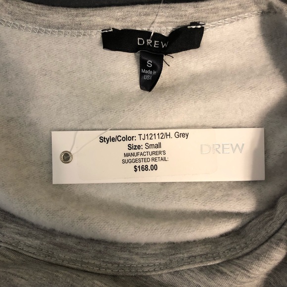 Drew Twist Top Sweatshirt Sweater Grey Super Soft - Picture 5 of 7